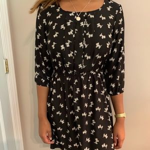 Chiffon Long Sleeve Dress with Dog Print